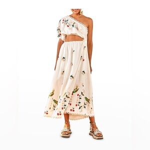 FARM Rio White Maxi Dress with Colorful Embroidery